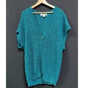 COLLECTIONS PLUS Solid Knit Size Teal Knit Cardigan Women Size 22W